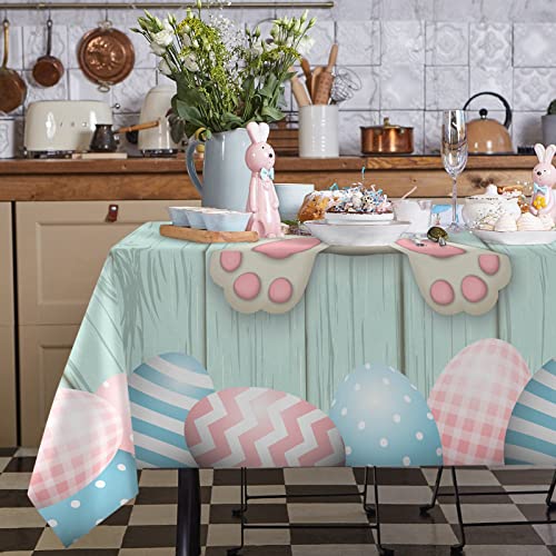 Happy-Easter-SquareRound-Table-Cloths-60x60inchBunny-Tail-Egg-Party-Tablecloth-Waterproof-Polyester-Table-Covers-for-Kitchen-Dinning-Wedding-DecorationStainWrinkle-ResistantWashableRustic-Wooden Happy Easter SquareRound Table Cloths 60x60inchBunny Tail Egg Party Tablecloth Waterproof Polyester Table Covers for Kitchen Dinning Wedding DecorationStainWrinkle ResistantWashableRustic Wooden