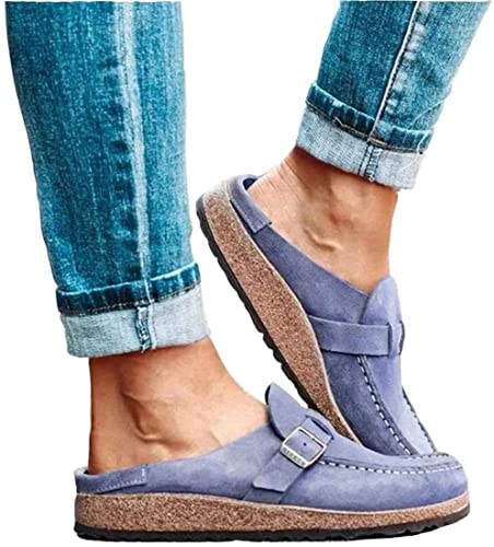Pantoufle bout rond femme confortable : mule plate d'été et mocassin dos nu
