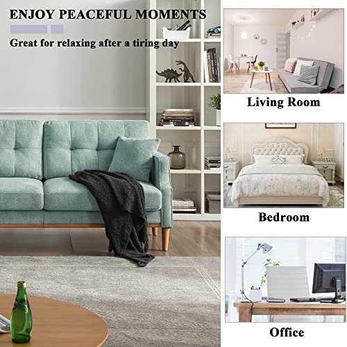 70" Mid-Century Modern Loveseat With 2 Throw Pillows, Oversize Lover Seat Sofa For Living Room With Solid Wood Leg, Upholstered Couch With Usb Charging Ports For Small Space, Dorm, Apartment（Green） #TOP3