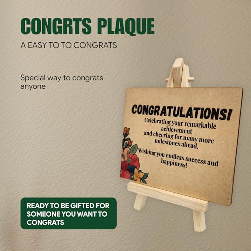 Wooden Congrats Plaque with Easel – Congrats Gift by tinydabba - 2