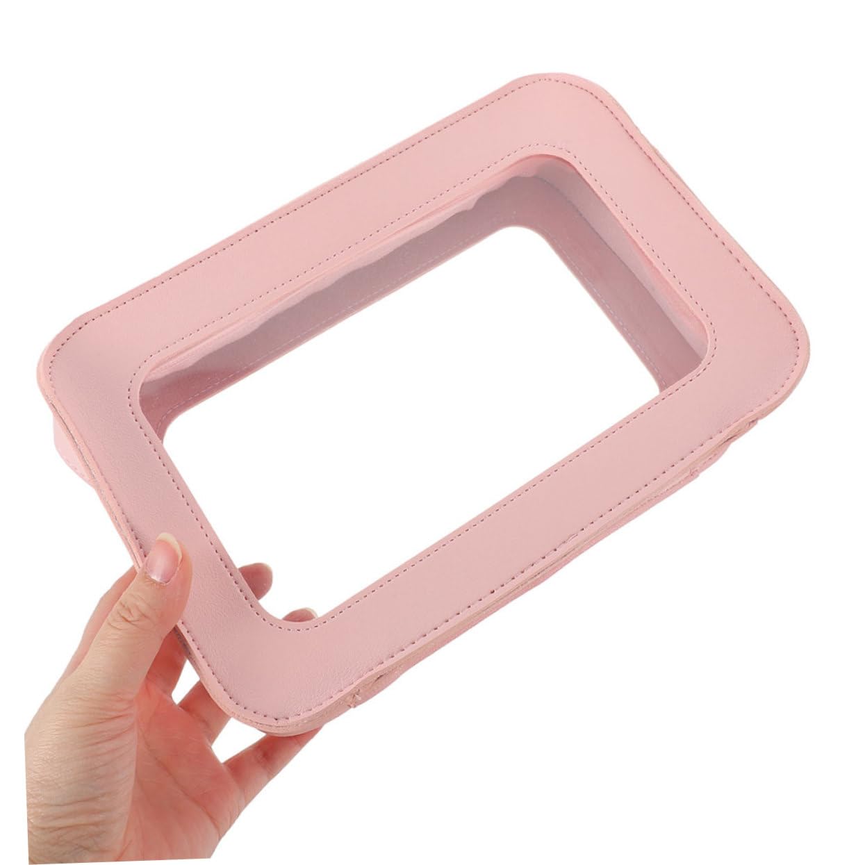 Neceser de Viaje de PVC Transparente Cremallera, 2 Piezas Rosa