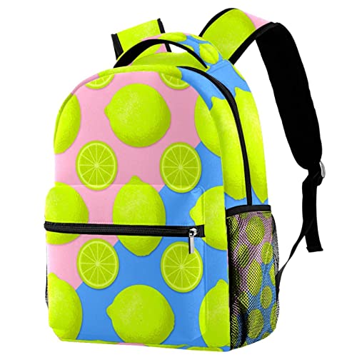 Sac à dos citron jaune de voyage et campus pour fille et garçon avec porte-bouteille