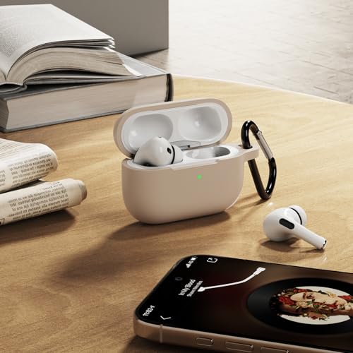 Image of Meliya for AirPods Pro 2 /1 Gen (2023 /2022 /2019) Case Cover with Cleaning Kit and Keychain, Soft Silicone Case Compatible with Airpods Pro 2 (USB-C /Lightning Cable) - Milk Tea