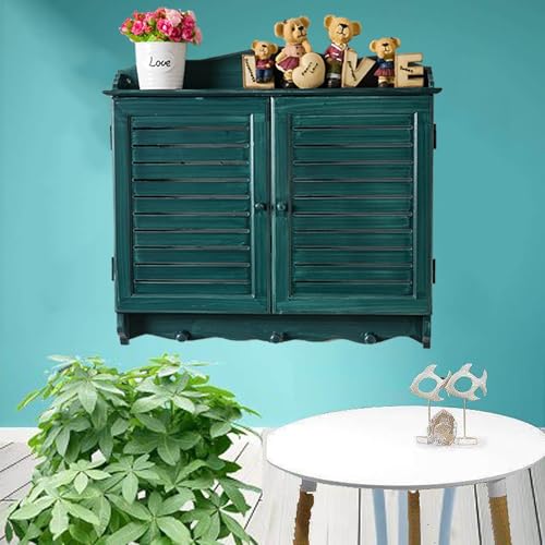 EXCLURA Tapa Cuadro Electrico Cubierta de Madera con Rejillas para Armario Eléctrico, Embellecedor Decorativo Ventilado para Ocultar la Caja de Fusibles(Green,34x24CM-13.4x9.4)