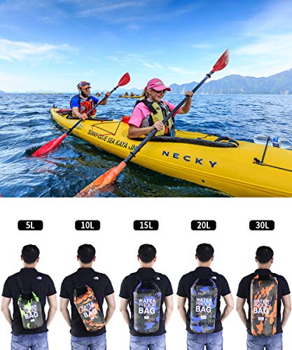 Bolsa impermeável Bycc Bynn camuflada 5L/ 10L/ 15L 20L/ 30L, saco de compressão seca que mantém o eq