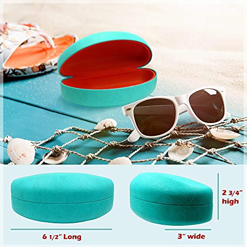 Image of Large Curved Sunglasses Case - Women Hard Shell Glasses Holder - XL Large Eyeglass Case with Pouch &Cloth