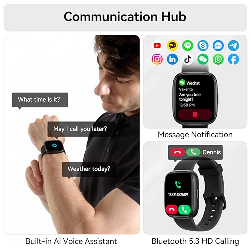 Smart Watch with Alexa Built-in, 1.83" HD Touchscreen Fitness Tracker with Bluetooth Calling, Fitness Watch with Heart Rate/Sleep Monitor, 120+ Sports Modes, IP68 Waterproof Smartwatch for Android iOS3