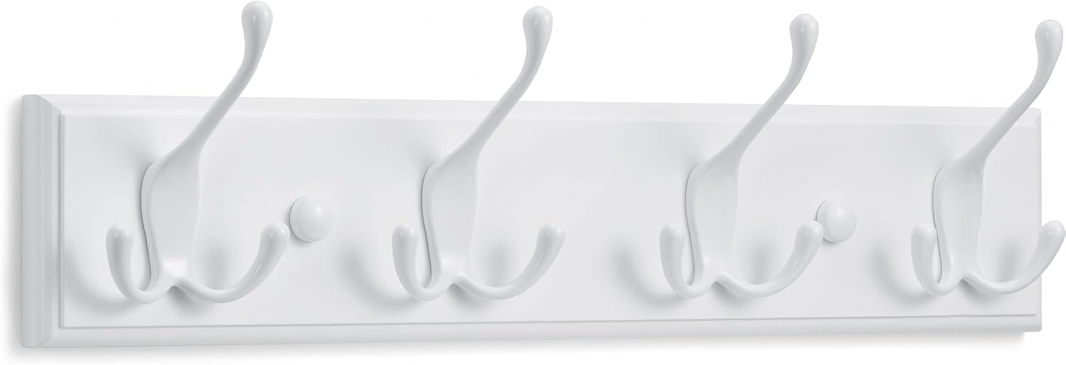 LARHN White Coat Hooks Wall Mounted Coat Rack 4 Triple White Coat