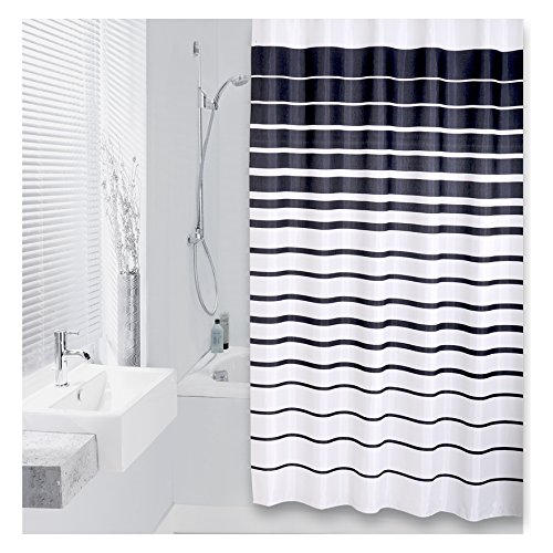 Differnz 31.002.67u00a0Lineaeu00a0u0096u00a0Cortina de ducha textil 180u00a0x 200u00a0negro