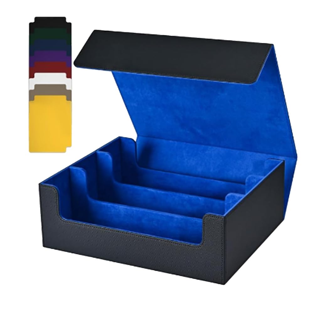 1800+ PU etui na karty magnetyczne zamknięcie pudełko na karty etui na magnetyczne karty do gier czarne + niebieskie