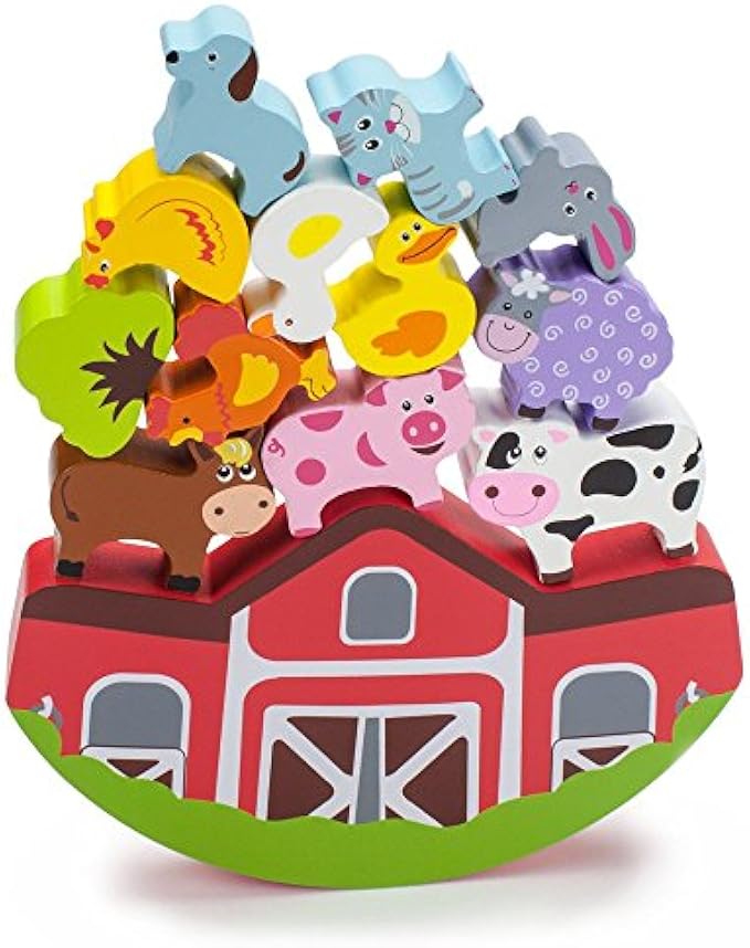Imagination Generation Wooden Wonders Balancing Block Barnyard Playset (13 Pieces)