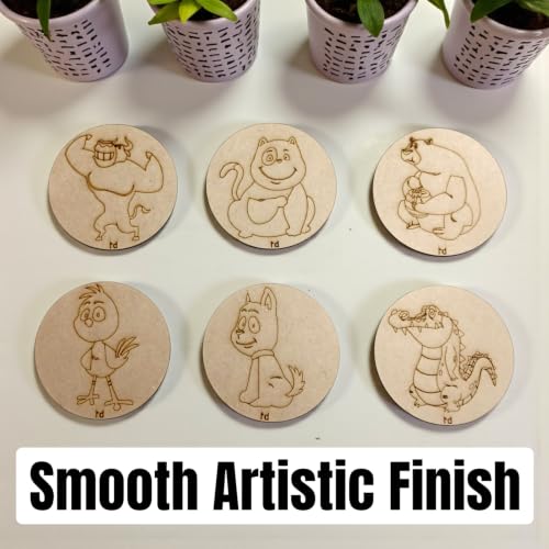 Image of BAGJI TOYS DIY Coaster Painting Kit for Kids & Adults - 6 Pre-Marked Wooden Tea Coasters with Stand, 12 Non-Toxic Water Base Colours & 1 Brush - Mandala Art & Craft DIY Set - Beginner Friendly Painting Craft Kit, Birthday & Gift Activity (MNDB1)