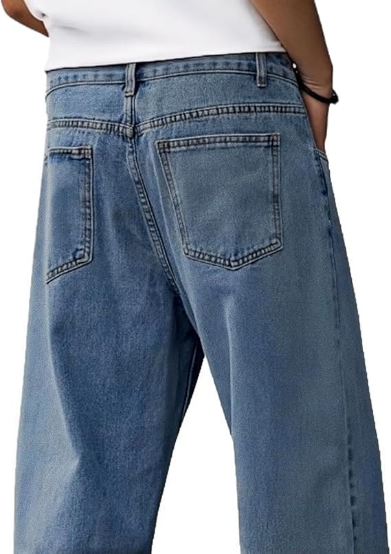 Image of Baggy Jeans for Men Y2K Streetwear Vintage Wide Leg Loose Fit Denim Pants Hip Hop Skater Carpenter Jeans