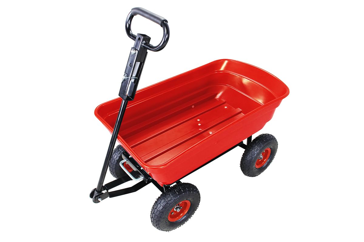 Miweba Bollerwagen Dumper | 𝟑𝟎𝟎 kg Traglast - Luftreifen - Volumen 75 L - Kippfunktion - Sackkarre - Schubkarre - Transportwagen - Kinderwagen - Handwagen - Gartenwagen - Wagen - Kippwagen (Rot)