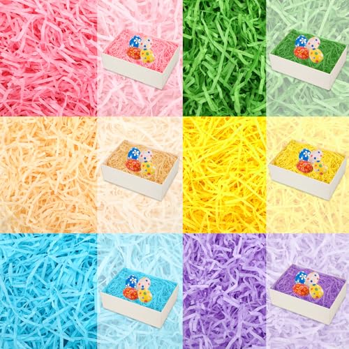 MARFOREVER Ostergras,Raffia Hamper Shreds, 100g Ostergras Füllmaterial Geschenkbox,Bunte Geschreddertes Deko Papier für Osternest Geschenkbox Osterdekoration Osterkorb Füllstoff