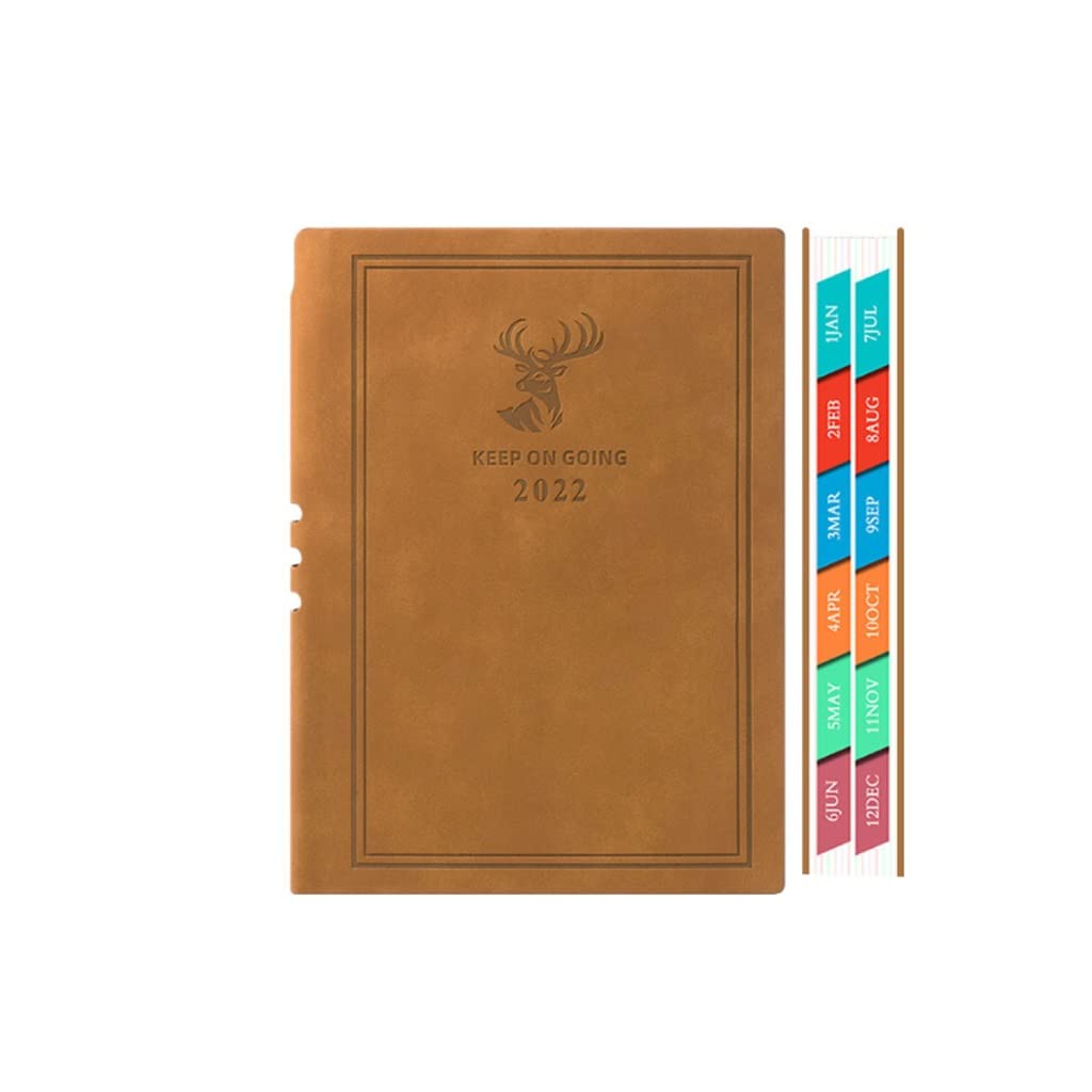 ZJH Planner Organizer 2022 Planner:Weekly and Monthly Daily Planner 2022,Jan.2022-Dec.2022,8.4"x6.2",Premium Thick Paper,Pen Holder,Calendar with Notes Pages Planner Agenda Organizer (Color : Brown)