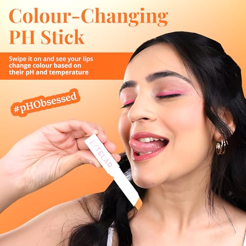 Image of Estelar pH Orange Zing Lipstick, Color Changing Orange to Pink Lip Balm, Personalized Lip Tint pH Stick, Enriched with Sea Buckthorn, Almond and Argan Oil, Hydrating, Long-Lasting, Paraben Free, 2.6g