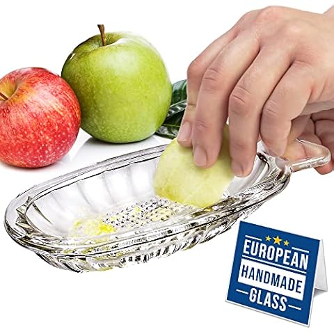 CRYSTALIA Premium Glass Grater for Baby Food, 100% Lead & Cadmium Free Healthy Crystal Cut, Glass Food Processor, Fruit Grater Plate for Babies, Glass Baby Apple Grater, Baby Food Grinder Vegetable Cover