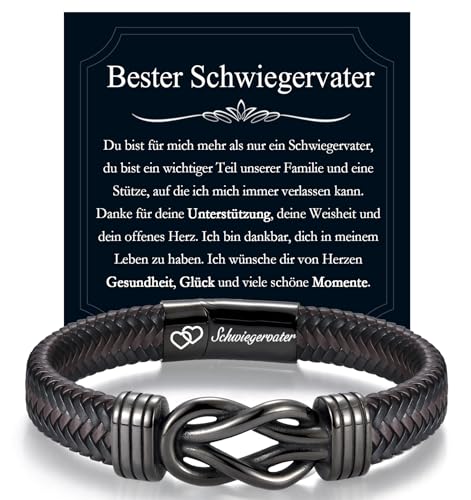 EYQV Geschenk für Schwiegervater Bester Schwiegervater Geschenke Schwiegervater Armband mit Gravur Geschenkideen für Schwiegervater zum Geburtstag Vatertag Herrentag Weihnachten