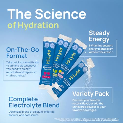 Image of Hi-Lyte Daily Essentials Electrolytes Quick Sticks, Variety Pack, 16 Ct | Zero Sugar, Non-GMO, Vegan, Gluten-Free, No Maltodextrin, Keto-Friendly, Blended in USA