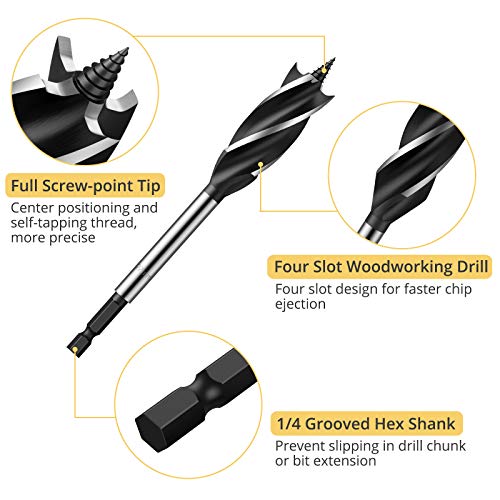 AMTOVL Wood Drill Bit Reaming Drill Wood Auger High-Carbon Steel Fast Cut Woodworking Drill Bit Set 8pcs 10mm,12mm,14mm,16mm,20mm,22mm,25mm,32mm 4 AMTOVL Wood Drill Bit Reaming Drill Wood Auger High-Carbon Steel Fast Cut Woodworking Drill Bit Set 8pcs 10mm,12mm,14mm,16mm,20mm,22mm,25mm,32mm - Image 4
