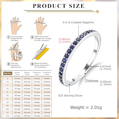Moissanite Engagement Rings for Women, Sterling Silver Stackable Anniversary Ring Created Birthstone Half Eternity Band Rings for Men, Size 6 to 10, Width 1.4mm 1.7mm3