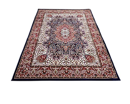 Image of Beautiful Home Decor 2x6 Feet Kashmiri Design Soft Thick Silk Carpet for Living Room (Blue, 60 x 180 Cm)