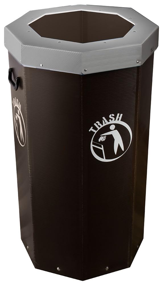Megabin 50 Gallon Portable Event Temporary Trash Bin for Compost Organic Waste with No Touch Opening | Great for Temporary Events or for Permanent Use - Brown Compost