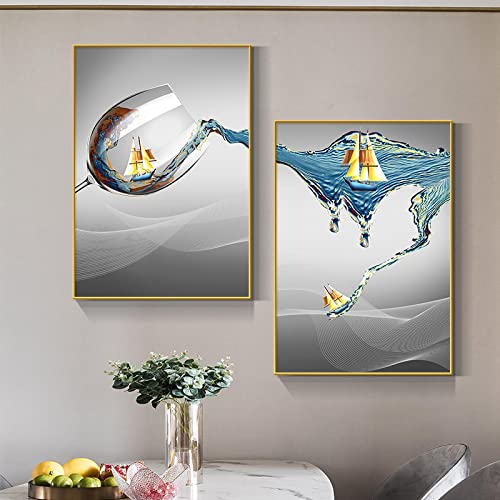 Toile de voilier abstrait pour sublimer l'ambiance d'une salle à manger moderne 60x80cm