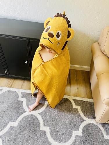 Image of Baby & Toddler Lion Hooded Bath Towel | Ultra Soft, High Absorbency, Bathrobe Blanket, Great Gift for Boys and Girls