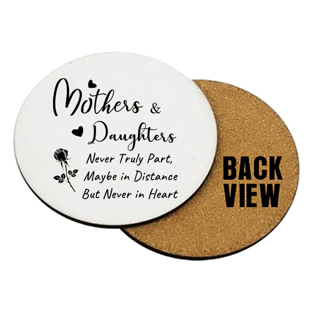 Mother & Daughter Never Truly Part, Mother Daughter Gifts, Mum Gifts, Coffee, Tea, Drink Coaster (Round Ceramic Coaster)