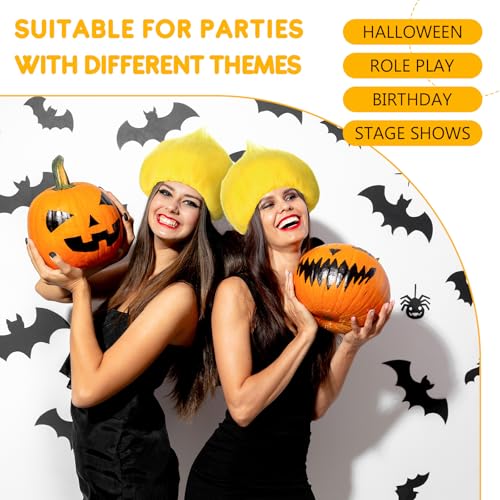 Image of Geyoga 1 Pcs Funny Wig Crazy Hair for Halloween Party,Yellow | Funny Colorful Wig Adults Use, Unisex Funky Hairband, Halloween Mardi Gras Cosplay Costume Party Accessories
