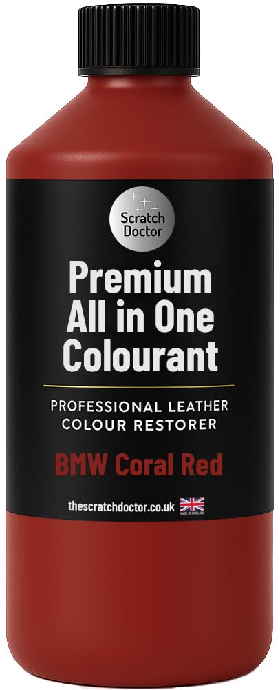 The Scratch Doctor All in One Leather Dye for BMW Self Seal Repair Paint for Leather Car Seats & Interior (Coral Red)