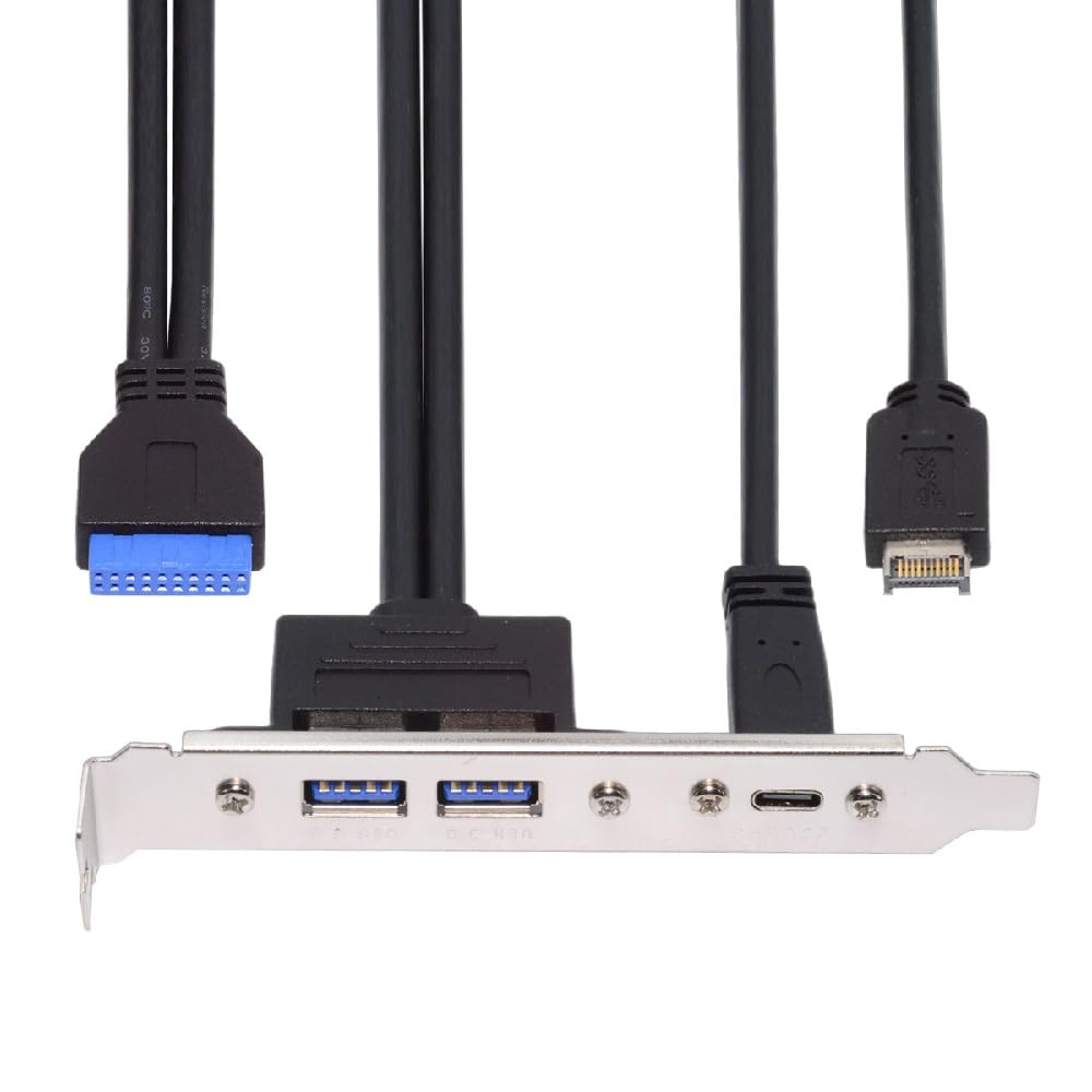 xiwai 10Gbps Motherboard 19/20Pin USB3.0 & Type-E to USB-C Type-C & USB 3.0 Dual Ports Female PCI-E Back Panel 5Gbps Cable 50cm-image-33