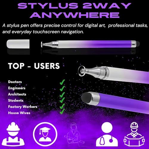 Image of 2-Way Dual-Sided Stylus Pen for All Touch Screen Devices Android Mobile Phones Tablets Pads Smartphones - Purple Gradient