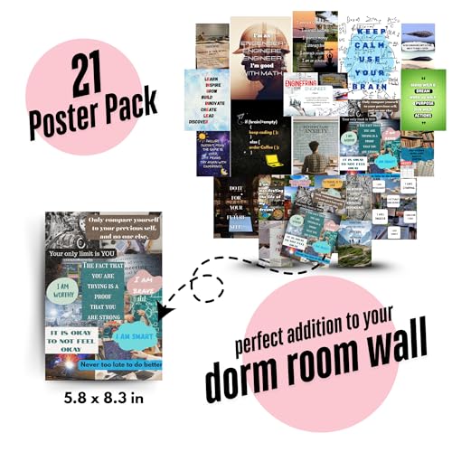 Image of Yellow Town India Engineering Motivation Poster Kit | Set of 21 Hostel-Friendly Reusable Posters with Wall-Safe Adhesive | Multi-Size A4, A5 & A6 | 300 GSM Glossy Card Stock | Study Room & Exam Preparation Wall Decor