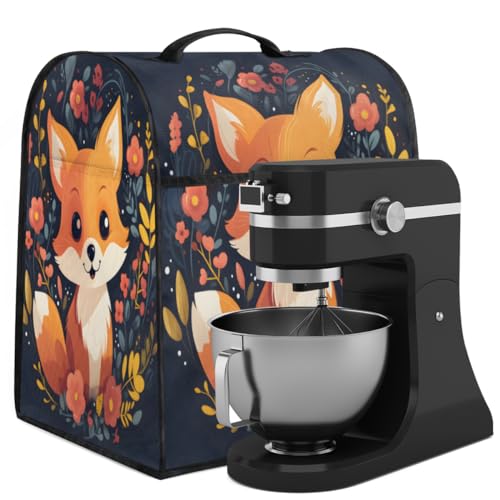 Coffee Maker Cover Cute Fox Flower Kitchen Appliance Covers Small Appliance Covers Blender Cover Juicer Cover Dust Covers for Kitchen Appliances with Top Handle and Pockets,Washable,B185