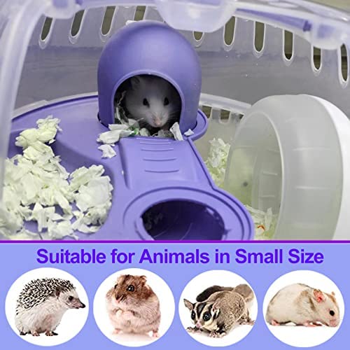 Hamster Travel cage, Portable Pet Carrier Cage, Travel & Outdoor Small Animal Carry case, Multi-Functional Small Pet Cage with Water Bottle, Exercise Whee - Thumbnail 3