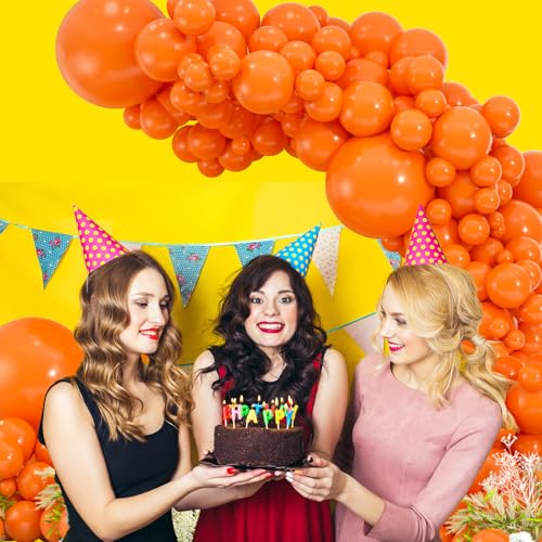Image of 114pcs Orange Balloons Kit - 18 /12 /10 /5 Inch Latex Balloon Garland Arch Set for Halloween, Thanksgiving, Birthday & Boho Baby Shower Decorations