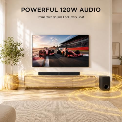 Maraawa Sound Bar with Subwoofer,120W Sound Bar Bluetooth 5.3 Soundbar Surround Sound System, Detachable Home Theater Speaker with ARC/Optical/AUX Connection, Remote Control for TV/PC/Projector - image 3