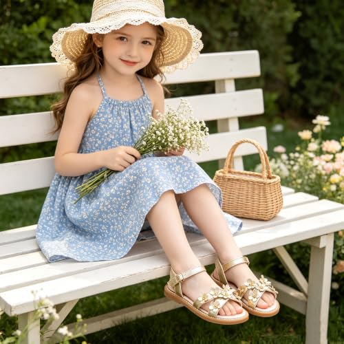Image of Kiderence Toddler Flower Girl Sandals Open Toe Dress Shoes Wedding Party