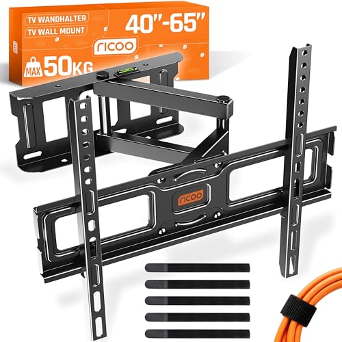 Support mural TV inclinable RICOO S5144 rotatif universel VESA 400x400 écran 43 50 pouces