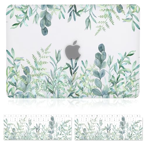 Image of Case for MacBook Air 13 inch M1 A2337 A2179 A1932 2022-2018 Release, 3D Effect Matte Clear See Through Hard Cover&Keyboard Cover Compatible Air 13.3 with Retina Display Touch ID, Green Plants