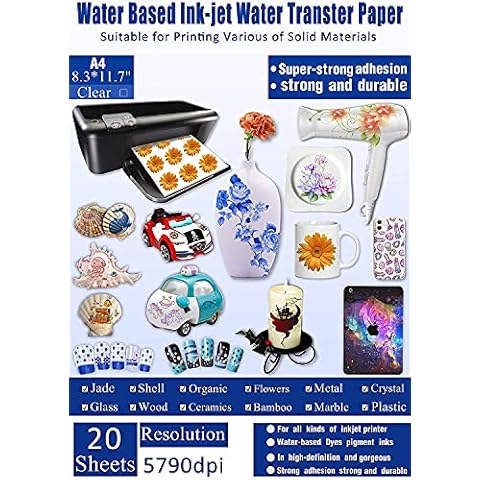 20 Sheets Decal Paper Inkjet Clear Premium Water Transfer Transparent Printable Water Slide Decals A4 Size Cover