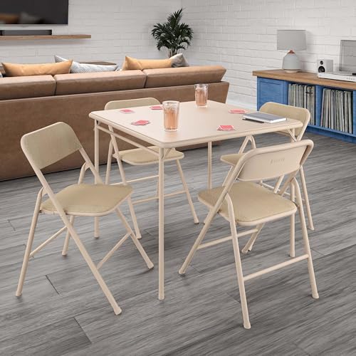 Image of COSCO 5 Piece, Tan Folding Table and Chair Set.