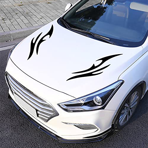 Sunjika 2Pcs Flame Graphics Car Body Hood Stickers Flame Racing Sports Stripe Decals Vinyl Decal Hood Bumper Cover Decoration Accessories For Car Universal Car Suv Off-Road Vehicles (Black) #TOP3
