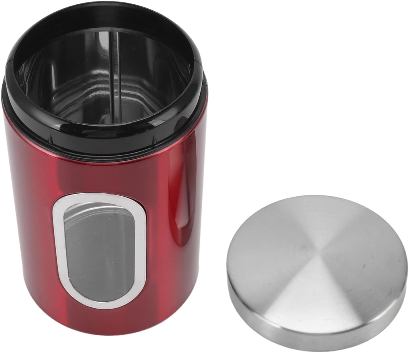 HERCHR 3Pcs Kitchen Canisters Set, Food Sugar Coffee Tea Candy Storage Jars Stainless Steel Food Storage Containers with Lid and Visible Window for Dry Food Snack Beans(Red)