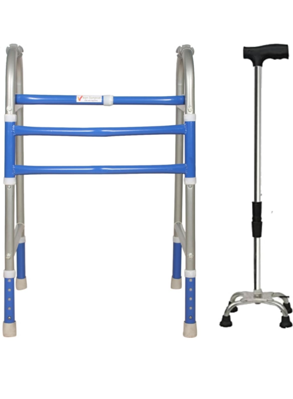 Kgn Surgical Portable Light Weight Height Adjustable Foldable Walker (WS 93) for Men Women Adults Patients & Old Age People (BLUE WALKER COMBO) Made in India (B0DFV3NGYV) Amazon Price History, Amazon Price Tracker
