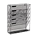 Mind Reader 5-Tier Vertical File Storage, Desktop Organizer, Wall Mount, Office, Metal Mesh, 12.75 L x 4 W x 16 H, Black