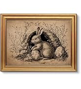 VIYYIEA Framed Easter Wall Art for Living Room, Easter Bunny Wall Art Decor Egg, Canvas Prints, V...